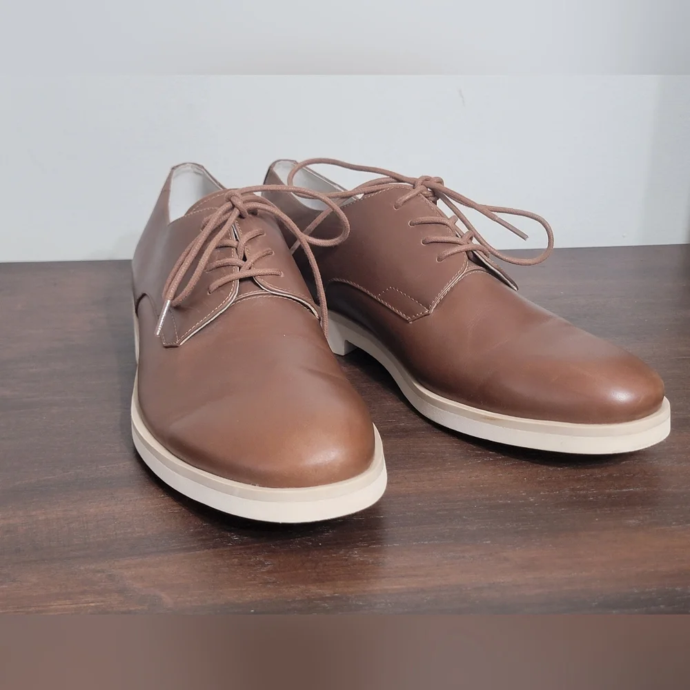 Calvin Klein NWOT  Men's Faustino Washed Leather Oxfords Men's Size 10.5 - Picture 6 of 13